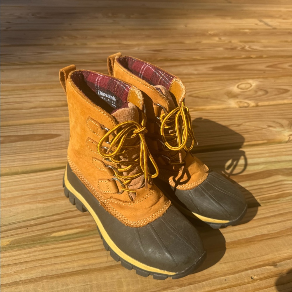 Redhead Tan Boots with Red Plaid Lining